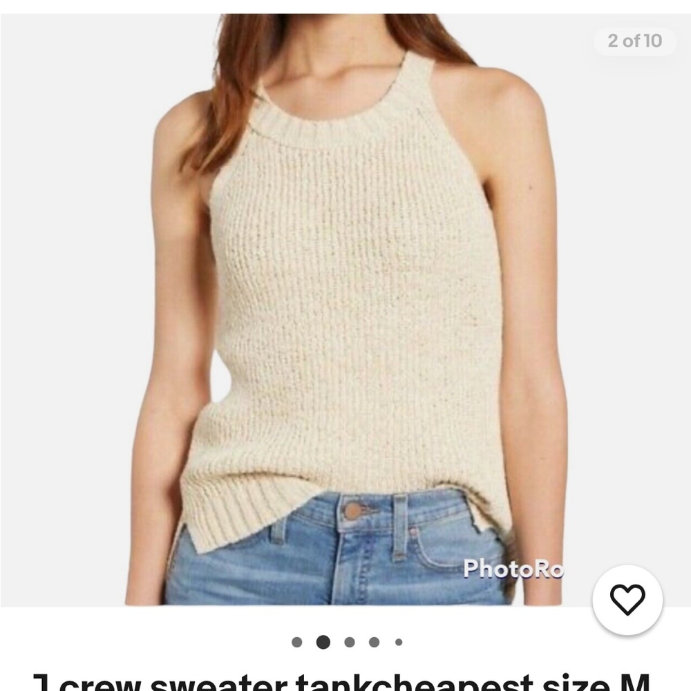 J. Crew High-neck Sweater Tank in Ecru, Sz L - Picture 3 of 16